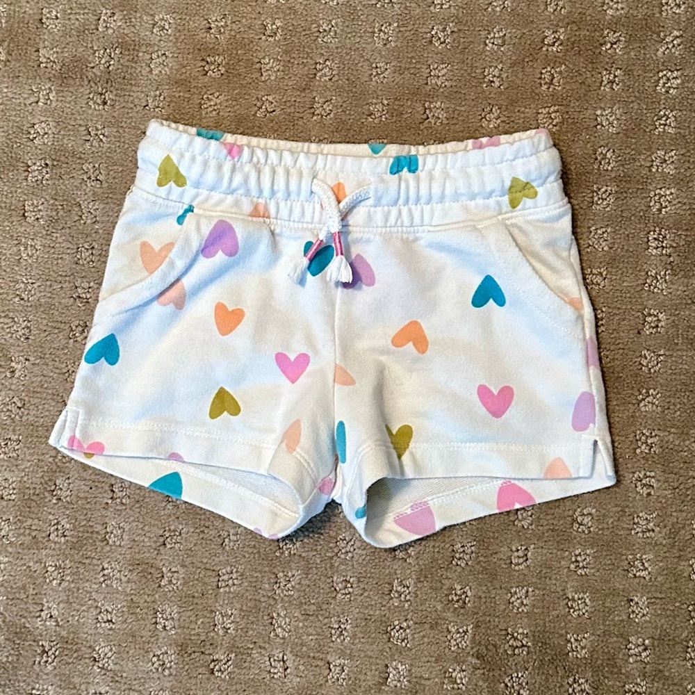 Cat & Jack Girls 3T Cream Multi-Colored Heart Cotton Shorts